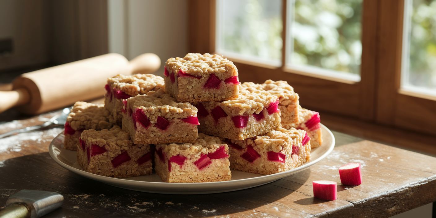 Easy Rhubarb Oat Bars Recipe