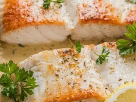 Baked Cod in Coconut Lemon Cream Sauce