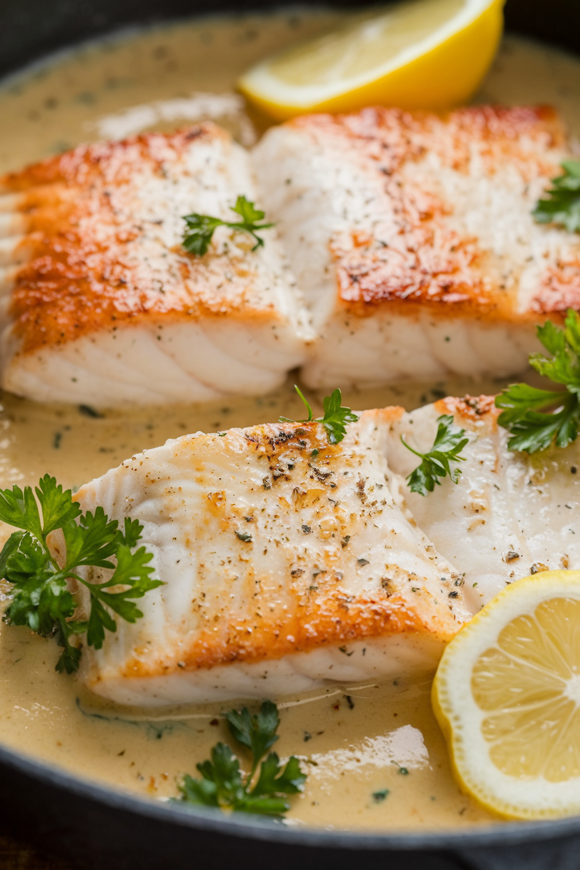 Baked Cod in Coconut Lemon Cream Sauce