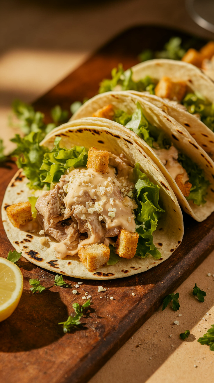 Smash Chicken Caesar Tacos Recipe