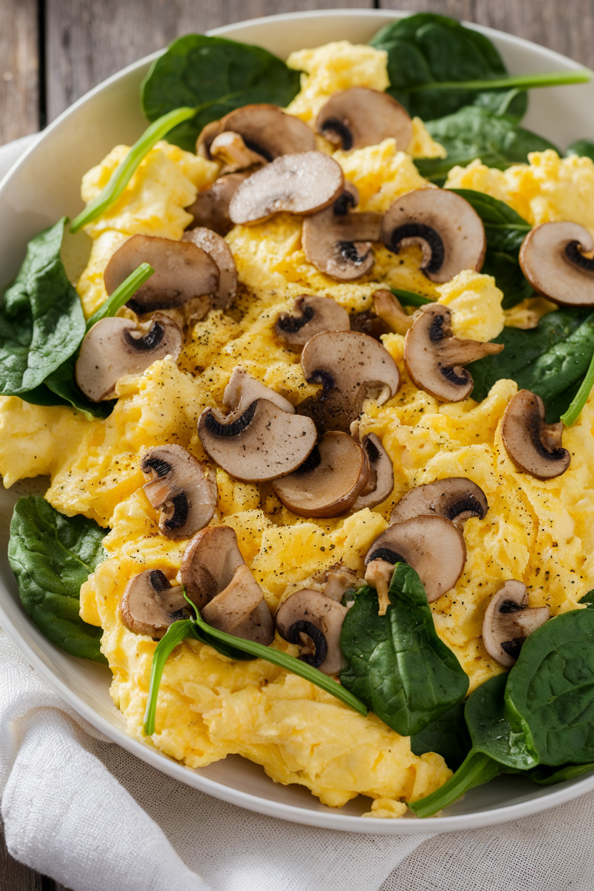 Mushroom Spinach Scrambled Eggs