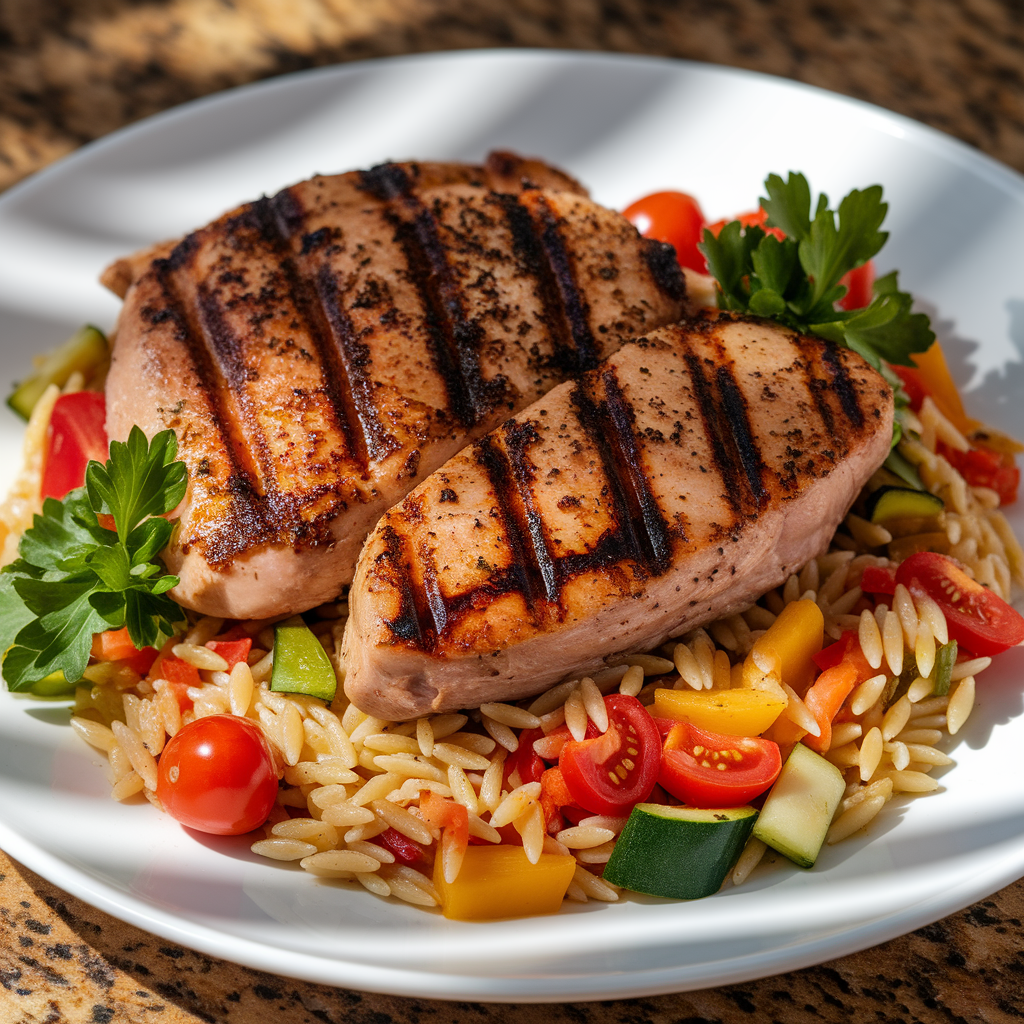 Easy Balsamic Chicken & Veggie Orzo