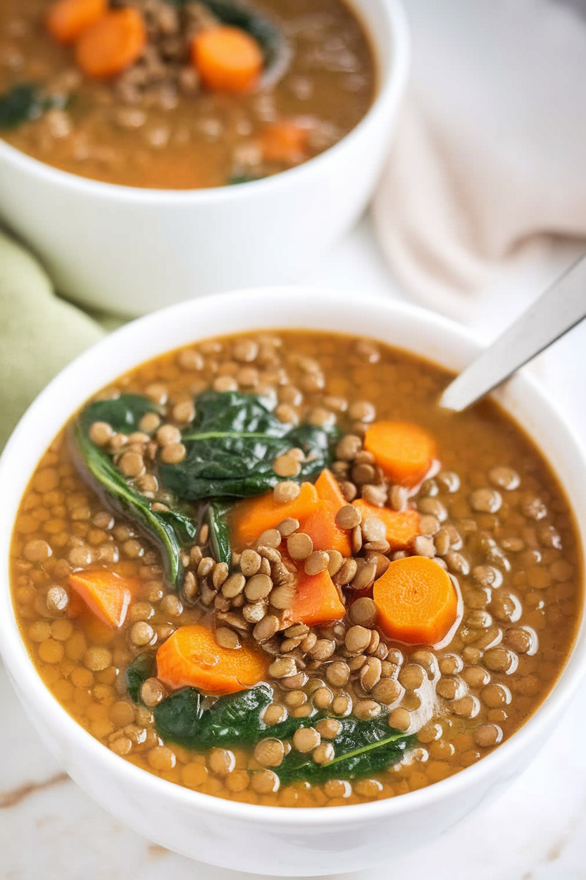 Cozy Lentil Soup with Spinach