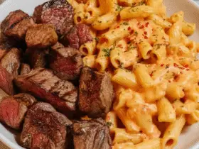 Cajun Steak Cheesy Rigatoni Parmesan