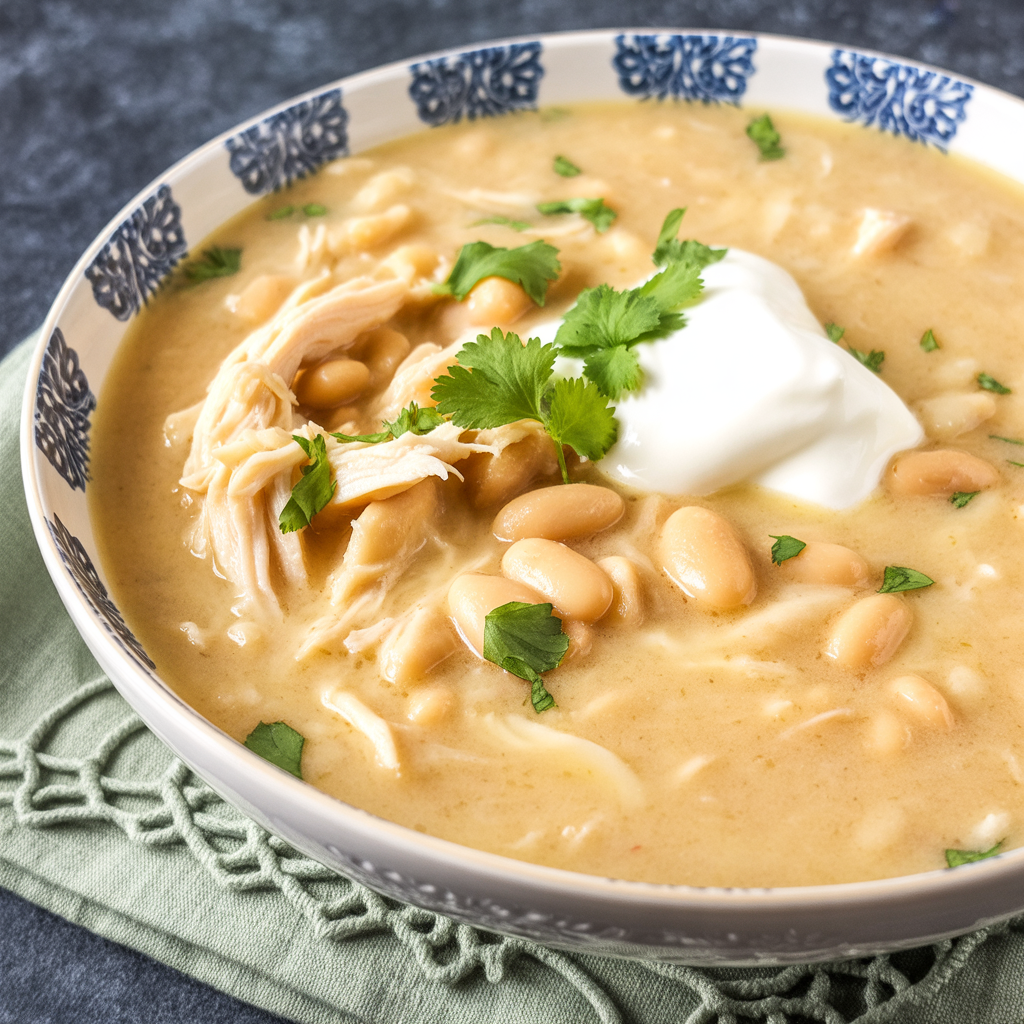 Creamy Crockpot White Chicken Chili