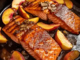 Bourbon Peach Roasted Salmon