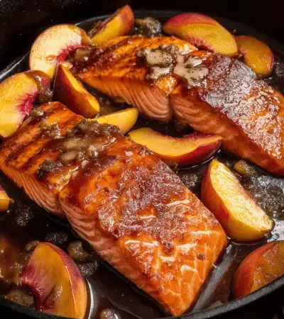 Bourbon Peach Roasted Salmon