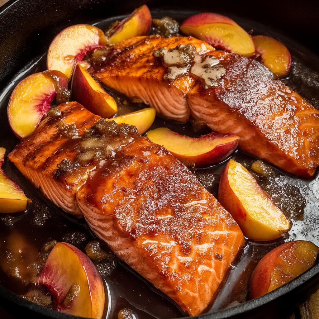 Bourbon Peach Roasted Salmon