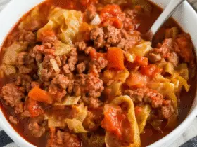 Ground Beef and Chopped Cabbage Skillet