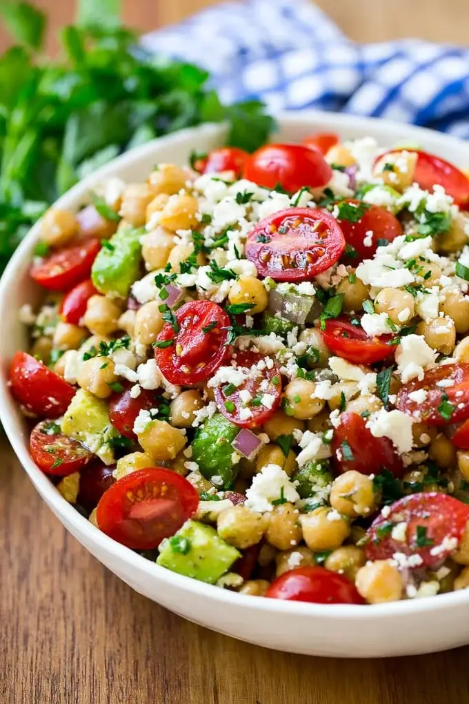 Chickpea Feta Avocado Salad